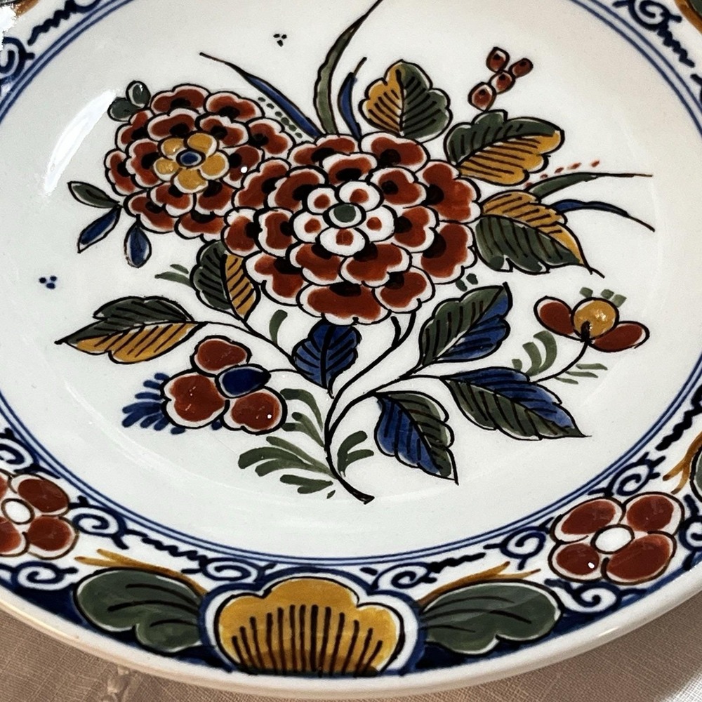 Royal Delft De Porceleyne Fles Polychrome 5.5" Plate Multicolor Floral 1985 P103 - Picture 10 of 14